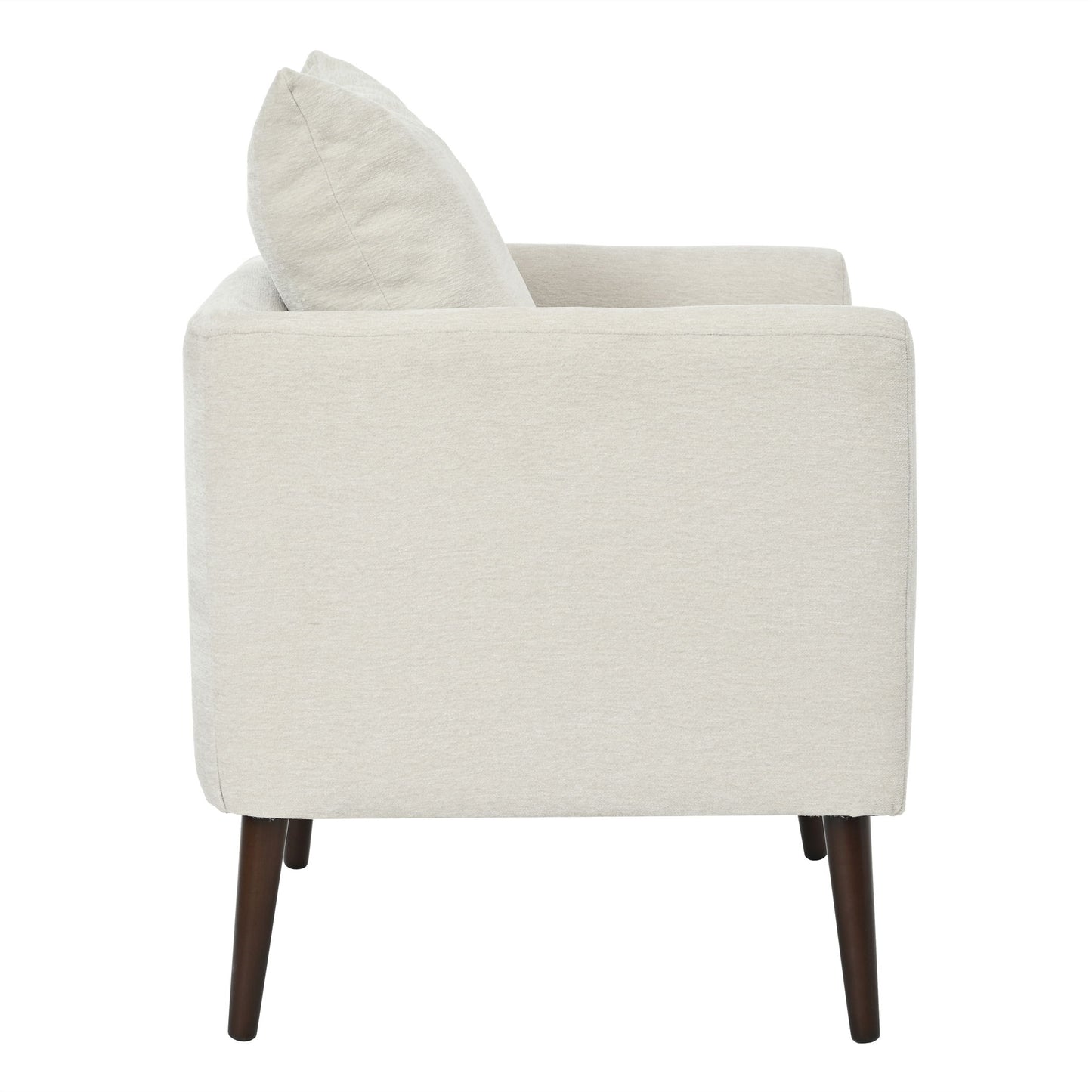 Modern Chenille Accent Chair, Upholstered Armchair For Living Room, Mid Century Fabric Lounge Chair With Pillow, Comfortable Reading Chair With Wood Legs For Living Room, Reception Room - Beige