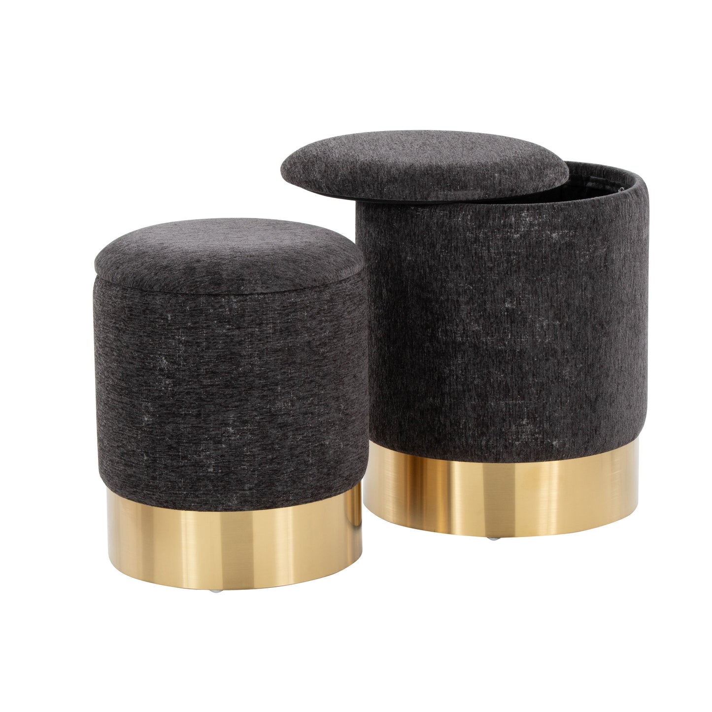 Marla - Contemporary Nesting Ottoman Set - Gold / Black