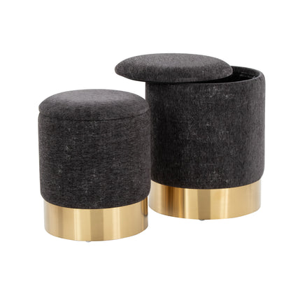 Marla - Contemporary Nesting Ottoman Set - Gold / Black
