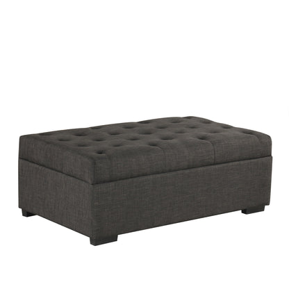 Convertible Ottoman Sleeper With Memory Mattress And Tufted Design, Folding Sofa Bed - Dark Gray Linen