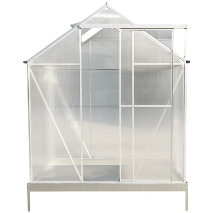 Polycarbonate Greenhouse, Heavy Duty Outdoor Aluminum Walk-In Green House Kit With Rain Gutter, Vent And Door For Backyard Garden - Aluminium
