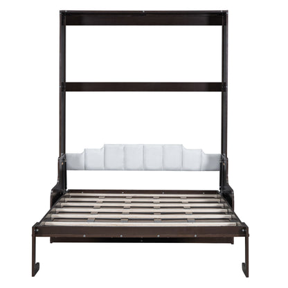Queen Size Murphy Wall Bed With Cushion, Space Saving Design, And Construction - Espresso