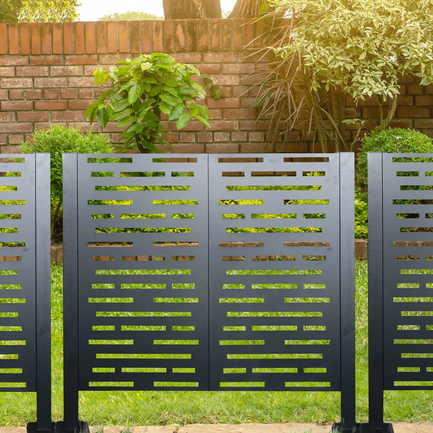 4 X 2 Ft Air Conditioner Fence For Outdoor Units, Metal Privacy Fence Cover, Perfect To Conceal Air Conditioning Units - Charcoal