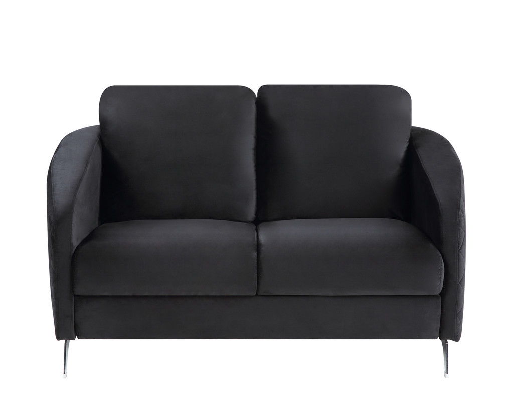 Sofia - Velvet Fabric Sofa, Loveseat Living Room (Set of 2) - Black