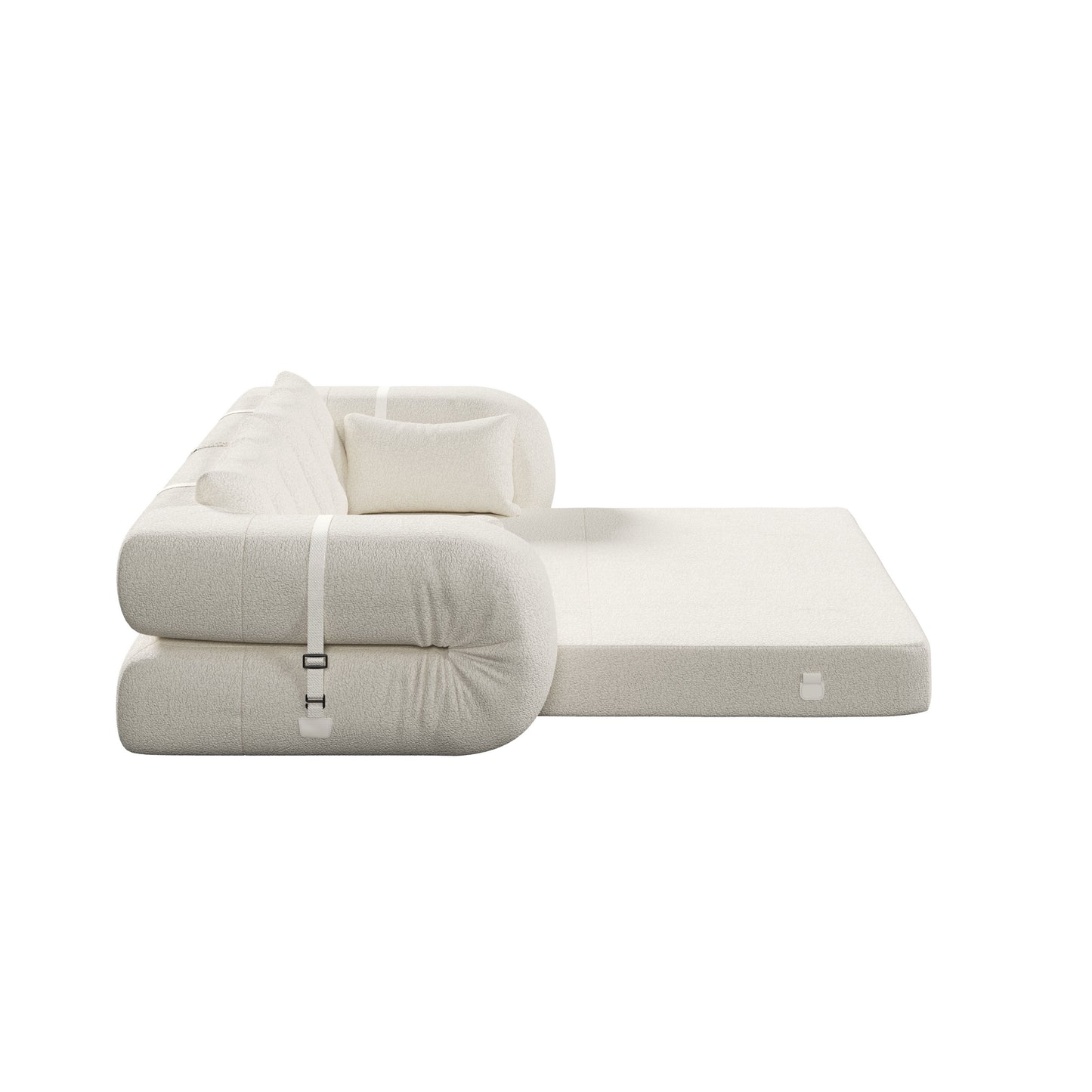 Human Dog Bed, Lazy Sofa Couch, Multifunctional Foldable Sofa Bed, 3 In 1 Teddy Fabric Sleeper Sofa Bed For Living Room Guest Bed, Playroom - Beige