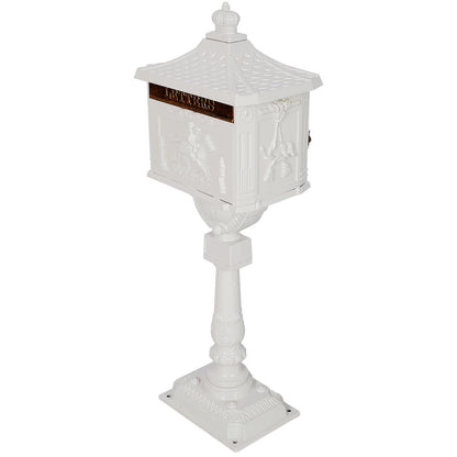 Cast Aluminum Mail Box, Postal Box, Mailbox - White