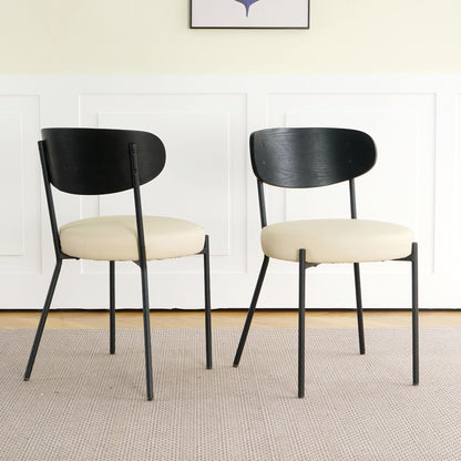 Modern Bentwood Dining Chair, Metal Legs, Ash Veneer Back, (Set of 2) - Cream