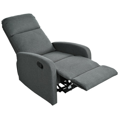 Modern Manual Recliner, Home Theater Chair With Adjustable Backrest For Living Room - Charcoal