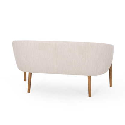 Mid Century Modern Loveseat With Channel Stitched Backrest - Beige