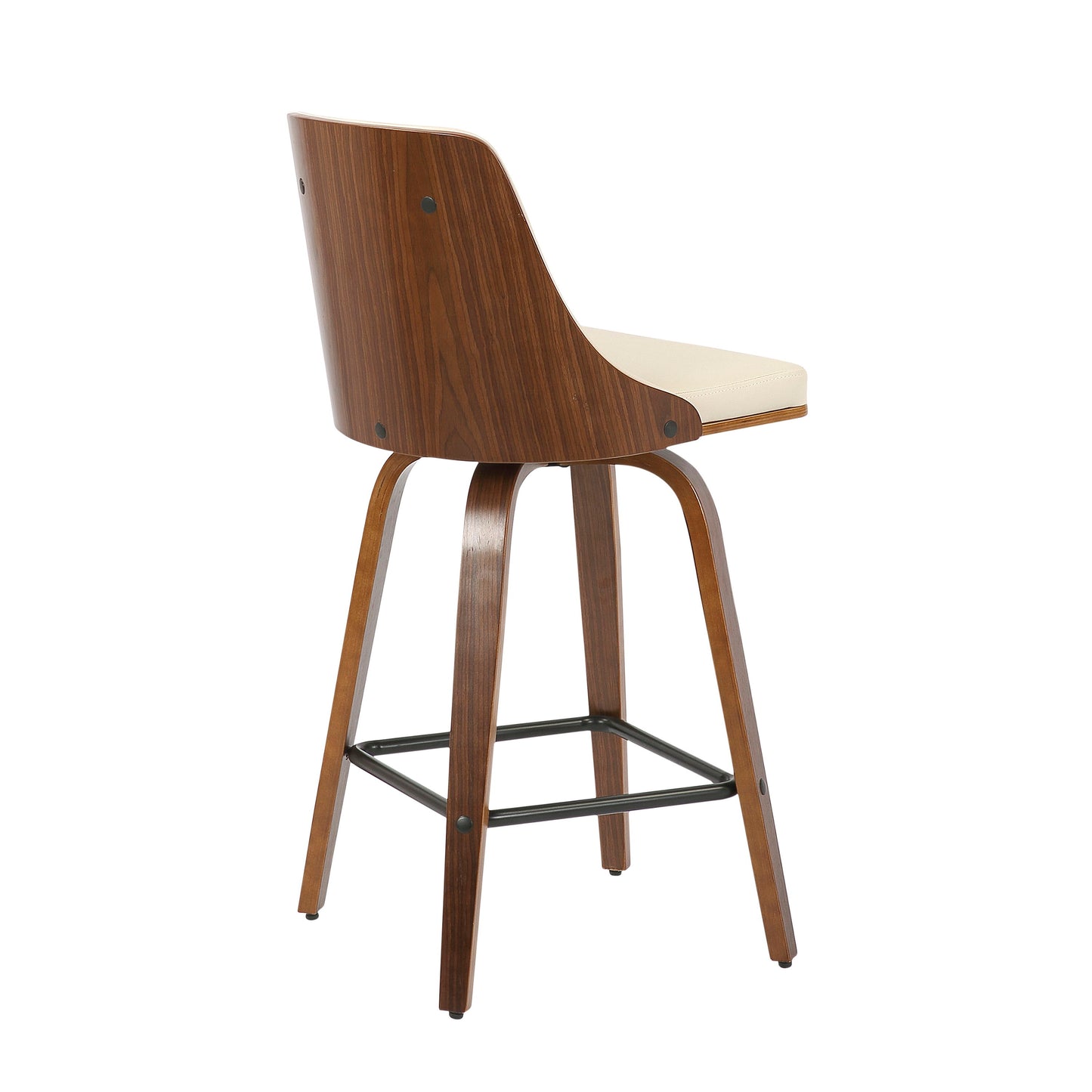 Gianna - Mid-Century Modern Counter Stool (Set of 2) - Walnut / Cream