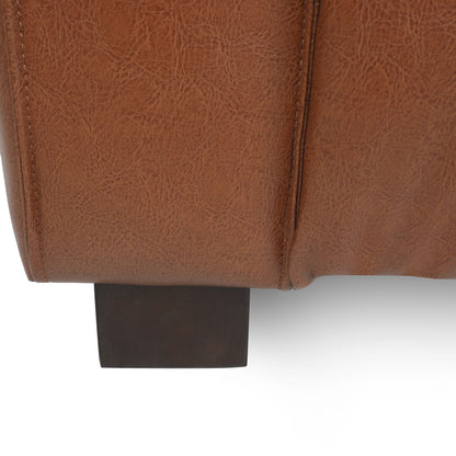 Contemporary 3 Seater Sofa With Tuxedo Design - Light Brown
