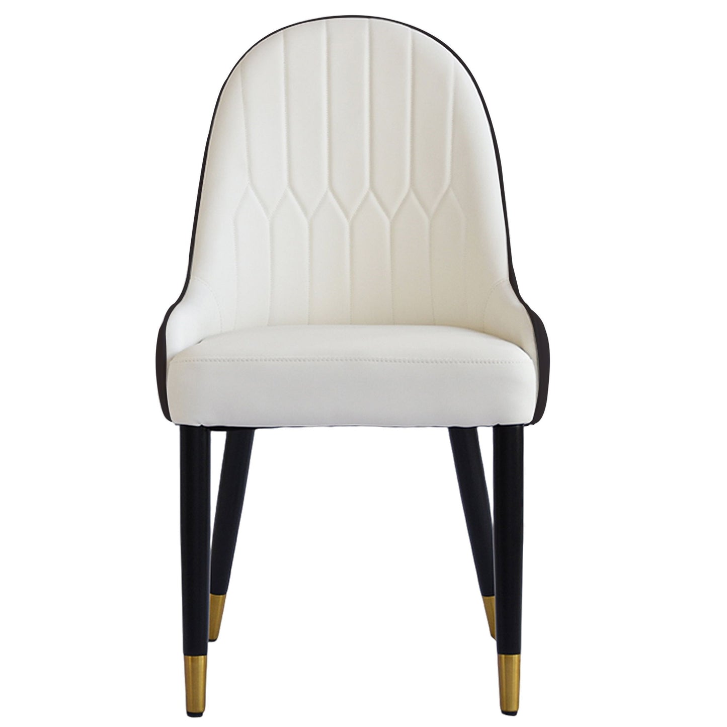 Modern Sponge-Filled Dining Chair, Solid Wood Metal Legs, Suitable For Restaurants, Living Rooms And Rooms- (Set of 2) - Dark Brown / White