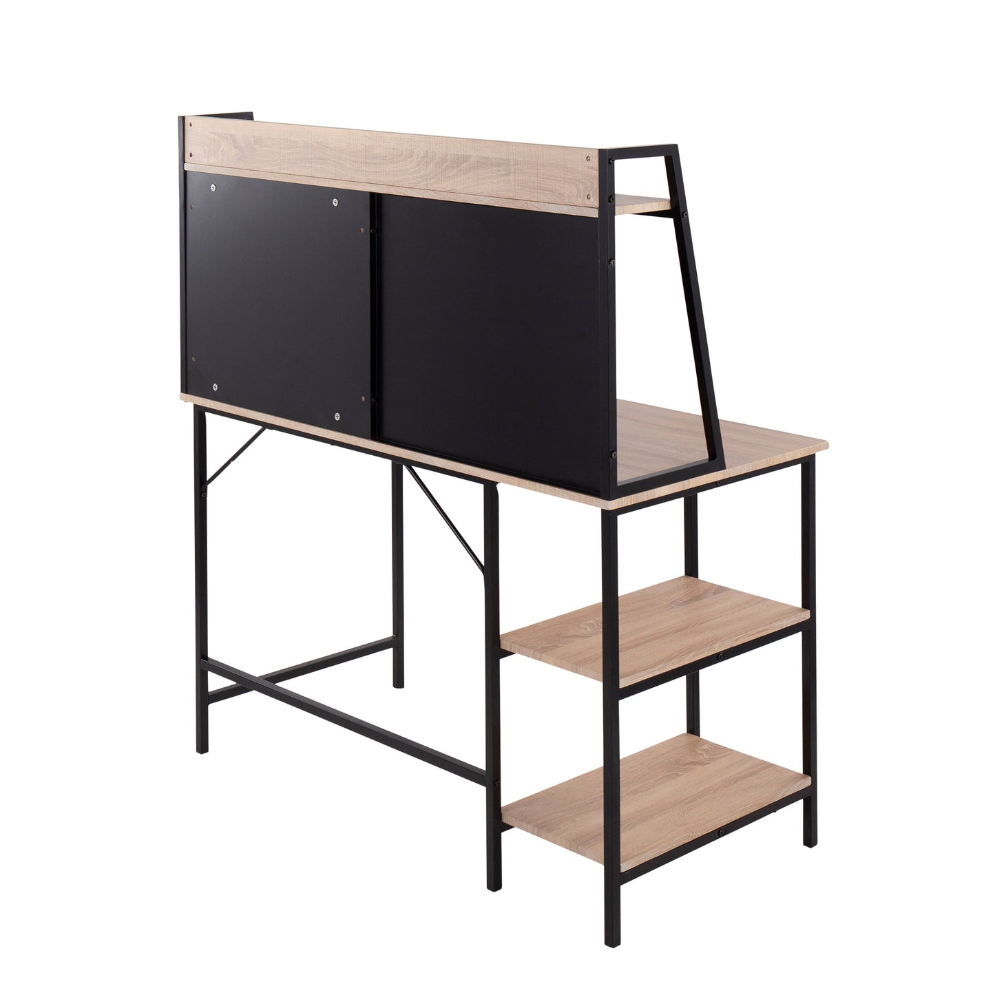 Geo - Shelf Contemporary Desk - Black / Natural