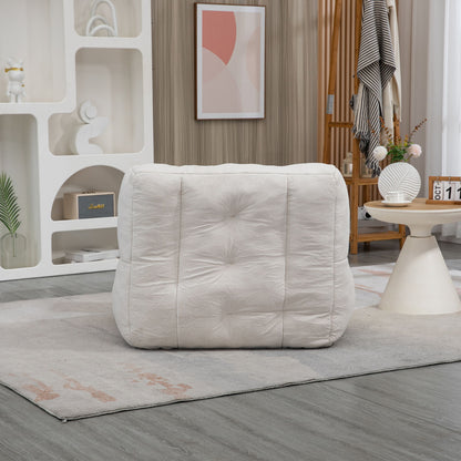 Fluffy Bean Bag Chair, Comfortable Bean Bag For Adults And Children, Super Soft Lazy Sofa Chair With Memory Foam And Ottoman, Indoor Modern Focus Bean Bag Chair For Living Room, Bedroom, Apartment - White