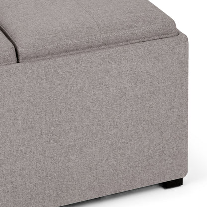 Avalon - Square Coffee Table Storage Ottoman - Cloud Gray