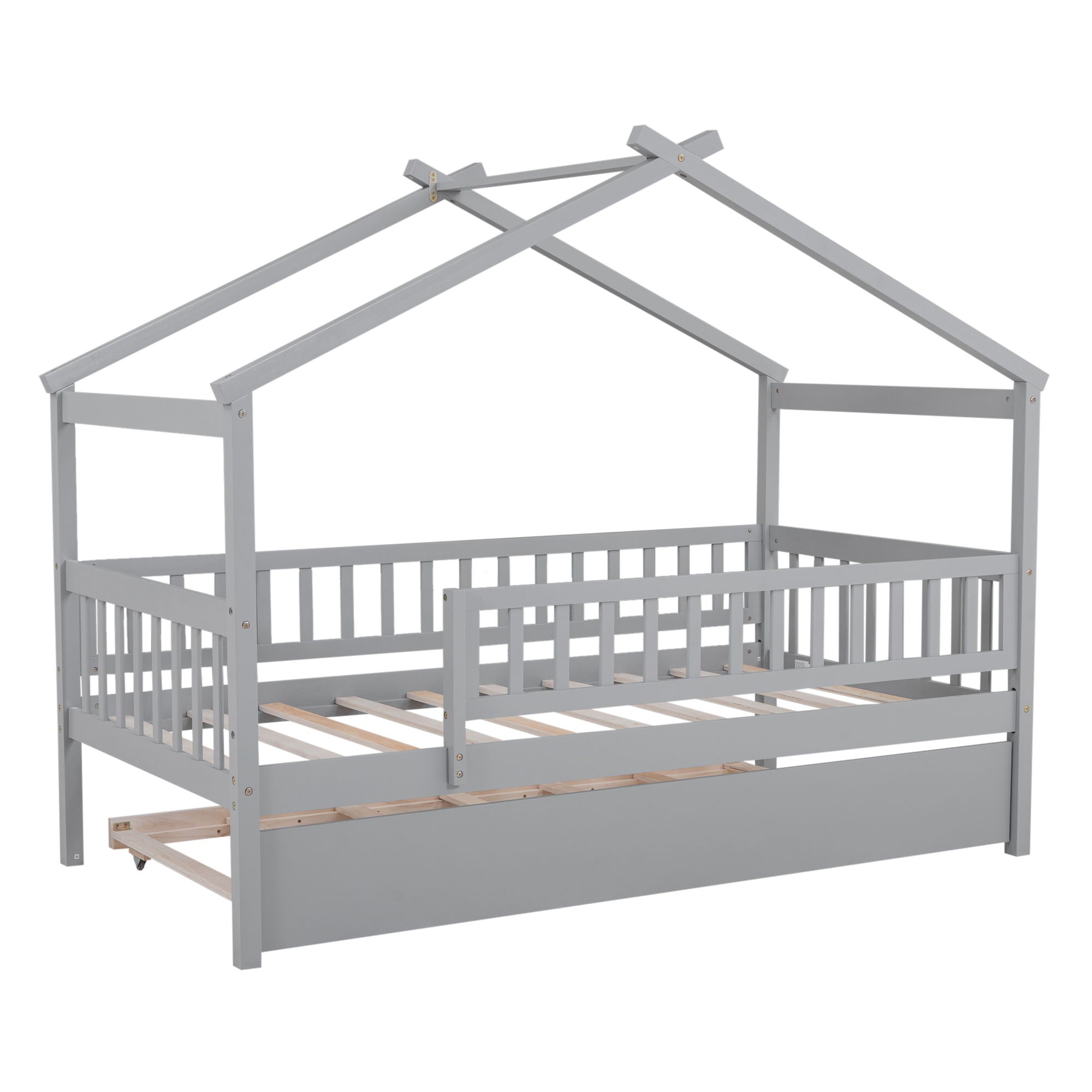 Twin Size House Bed & Twin Size Trundle - Gray