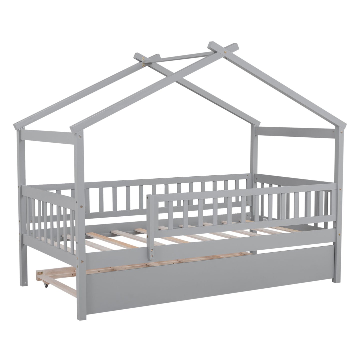 Twin Size House Bed & Twin Size Trundle - Gray
