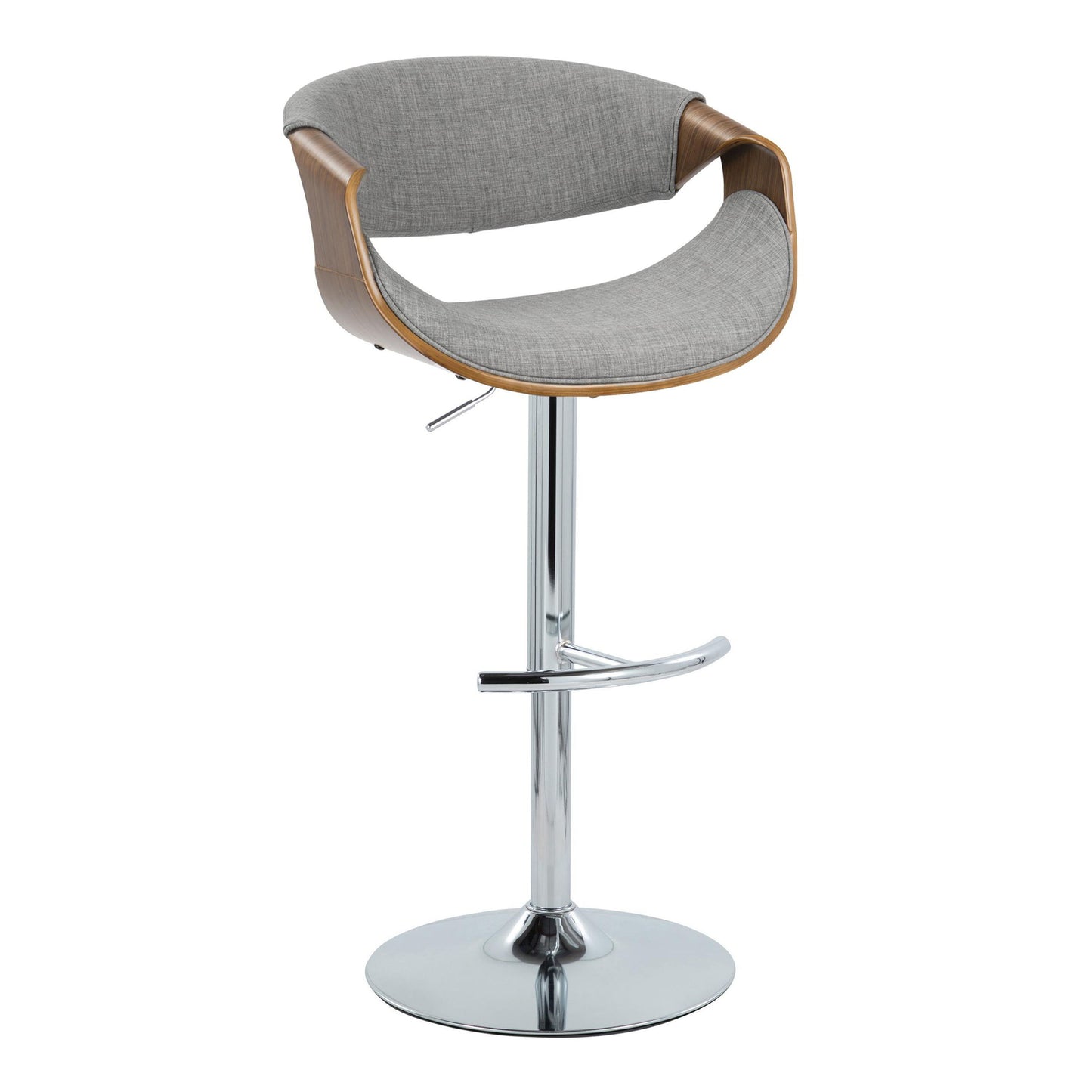 Curvo - Mid-Century Modern Adjustable Barstool With Swivel With Rounded T Footrest (Set of 2) - Gray
