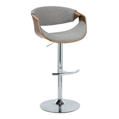 Curvo - Mid-Century Modern Adjustable Barstool With Swivel With Rounded T Footrest (Set of 2) - Gray