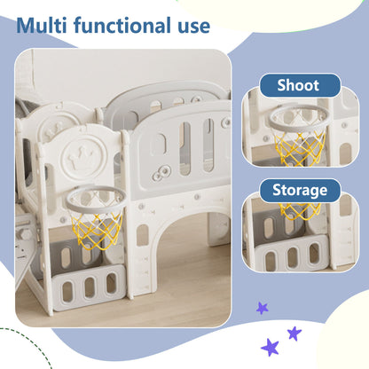Versatile Toddler Slide With 11 - 1 Activity Center - Gray / Ivory