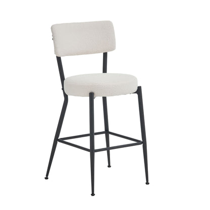 Modern Teddy Fabric Upholstered Bar Stools (Set of 4) - White