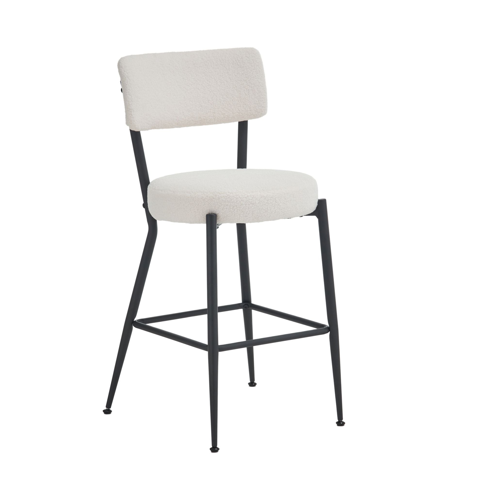 Modern Teddy Fabric Upholstered Bar Stools (Set of 2) - White