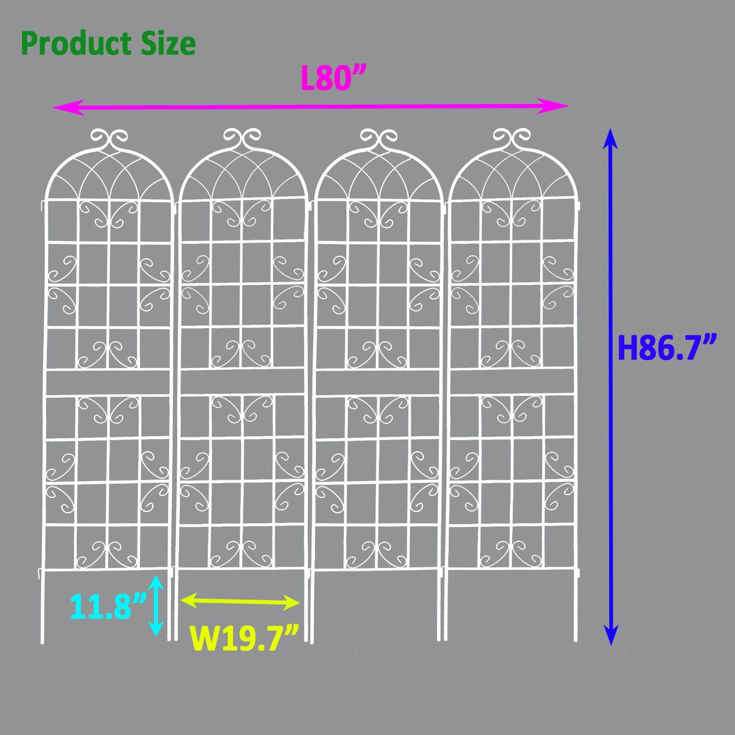 4 Pack Metal Garden Trellis Rustproof For Climbing Plants Outdoor Flower Support - Cream White