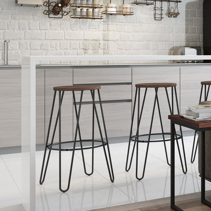Simeon - Counter Height Stool With Wood Seat (Set of 2) - Cocoa Brown / Black