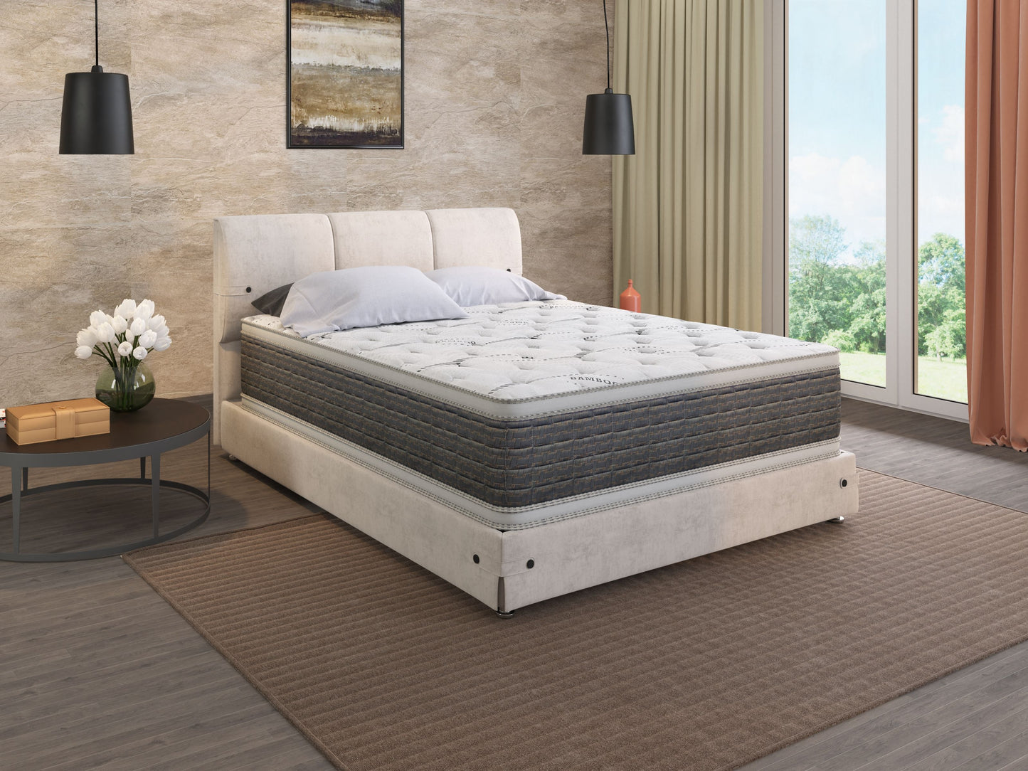 Dream Flex - 14.5" Full Two Sided Pillow Top Mattress - White / Gray