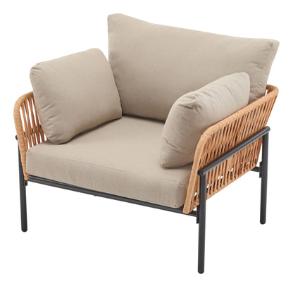 Lounge Chair With Cushions For Natural And Modern Spaces - Beige / Natural