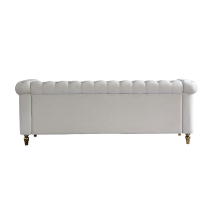 Chesterfield - Velvet Sofa 84.65" For Living Room - Beige