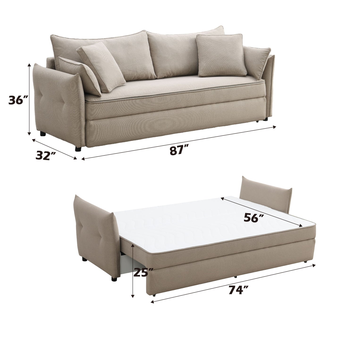 Irina - Pull Out Sleep With Storage - Beige