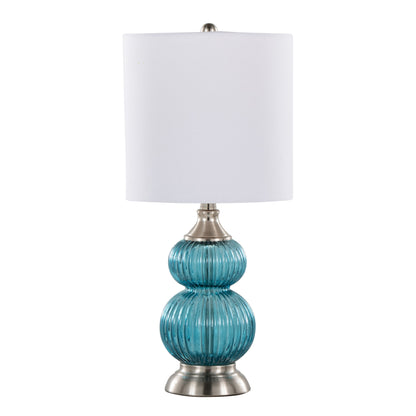 Belle - Contemporary Lamp (Set of 2) - Clear Sapphire Blue / Nickel / White