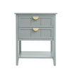 2 Drawer Side Table, American Style, End Table, Suitable For Bedroom, Living Room, Study - Light Gray