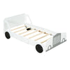 Twin Size Car Shaped Platform Bed With Wheels - White