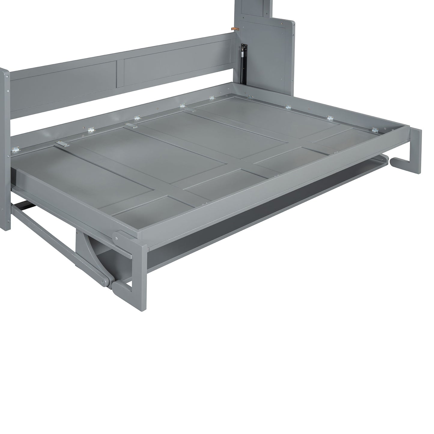 Full Size Murphy Bed With Hydraulic Lift & Desk Design - Gray