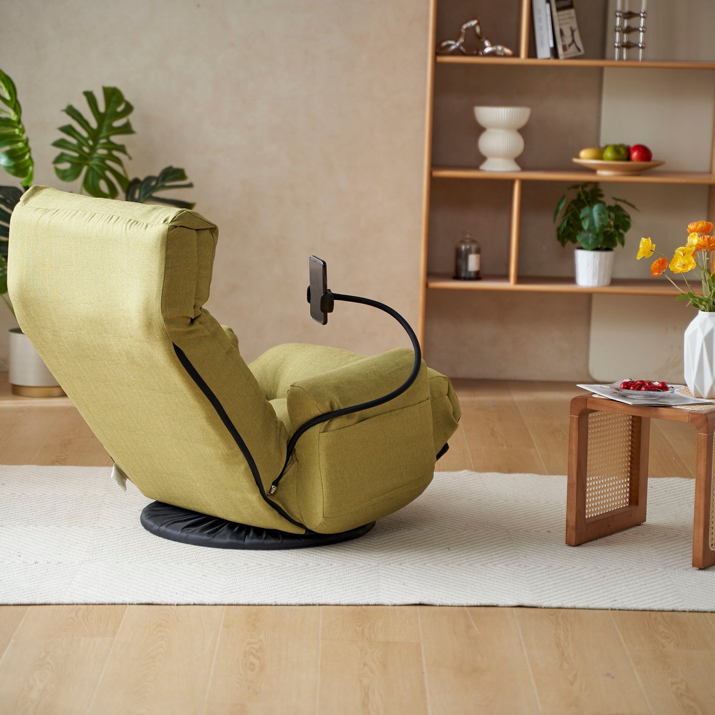 Adjustable Swivel Lounge Chair With 360 Degree Rotating Seat And Headrest Support Leisure Chair Deck Chair Game Chair For Living Room - Green