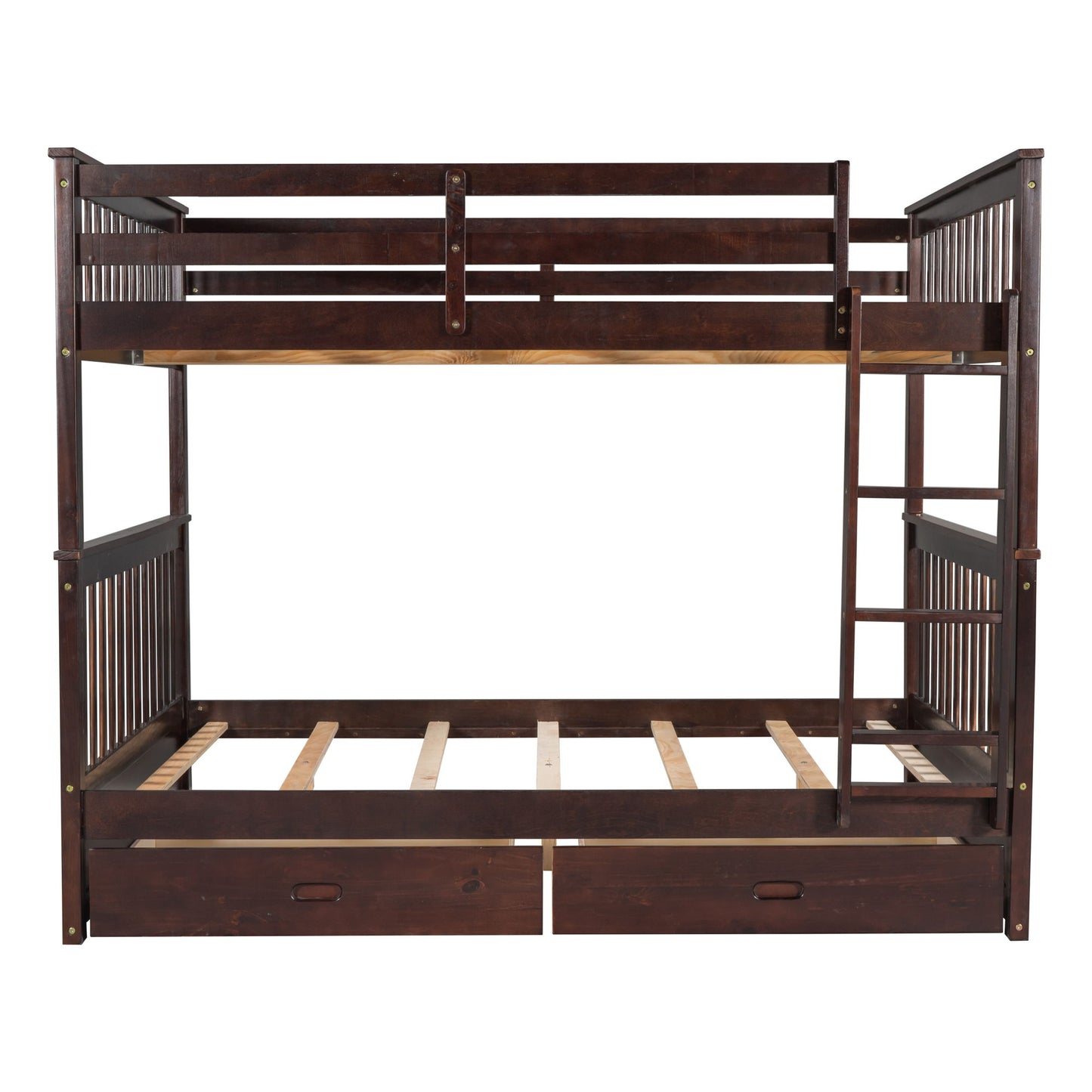 Full Over Full Bunk Bed With Ladders And 2 Storage Drawers - Espresso