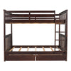 Full Over Full Bunk Bed With Ladders And 2 Storage Drawers - Espresso
