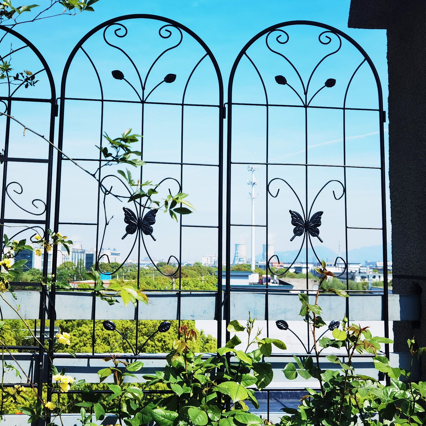 2 Pack Garden Metal Trellis Rustproof Trellis For Climbing Plants Outdoor Flower Support - Black