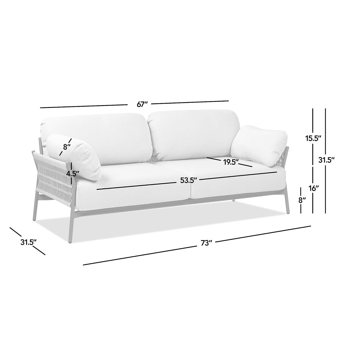 Jasper - Upholstered Patio Deep Seating Sofa - Wheat Beige
