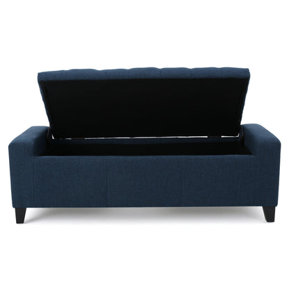 Guernsey - Ottoman Fabric Storage With Tufted Top - Navy Blue