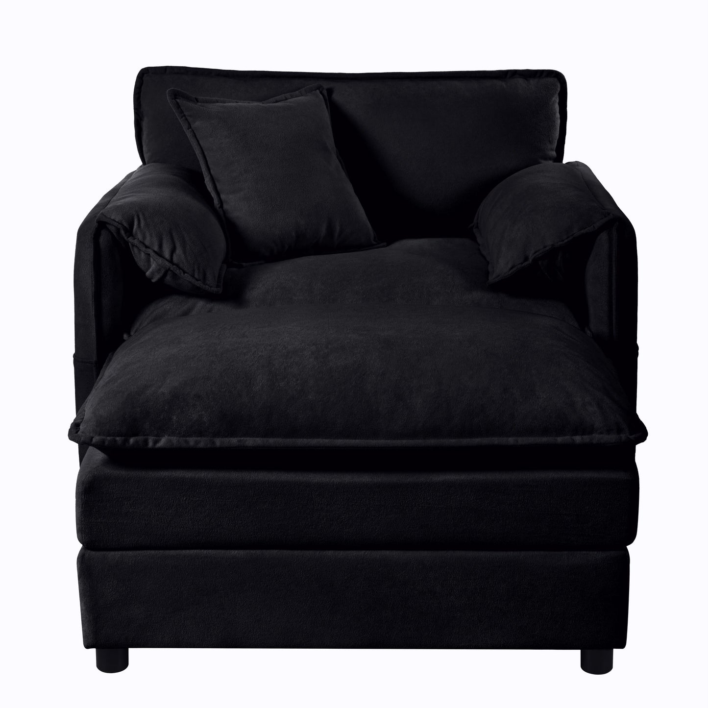 Oversized Recliner Chair With Movable Ottoman, Soft Chenille Upholstered Indoor Lounge Chair - Black