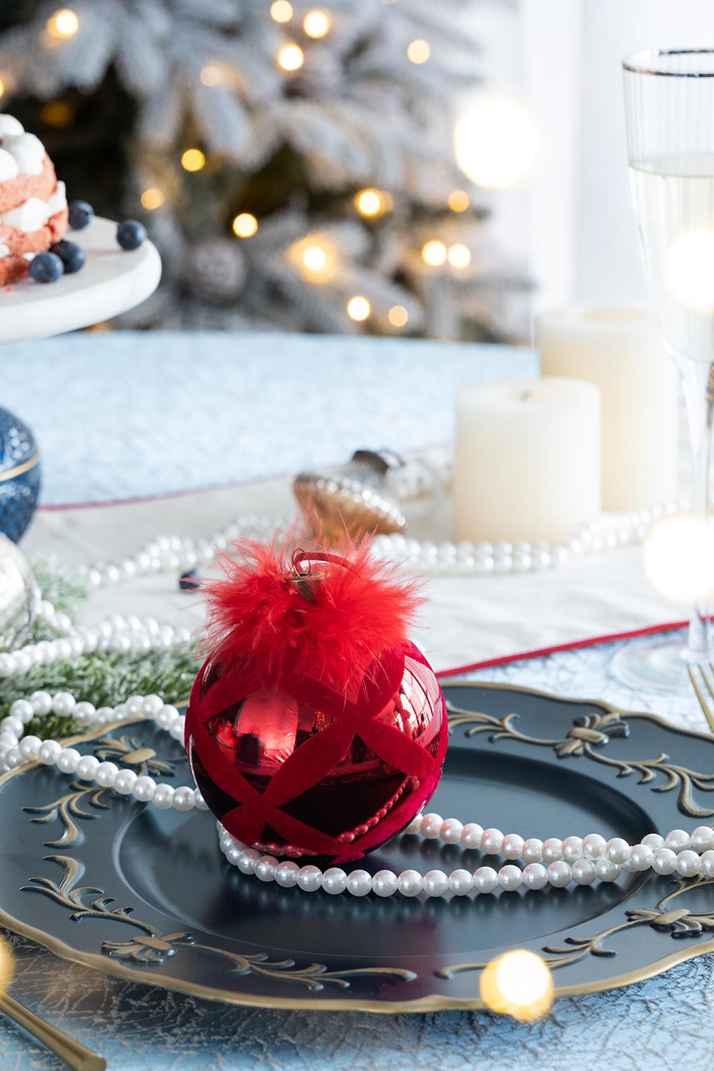 Christmas Ball Ornaments, Decorative Hanging Ball Christmas Tree Ornaments For Holiday Party Decorations (Set of 6) - Red