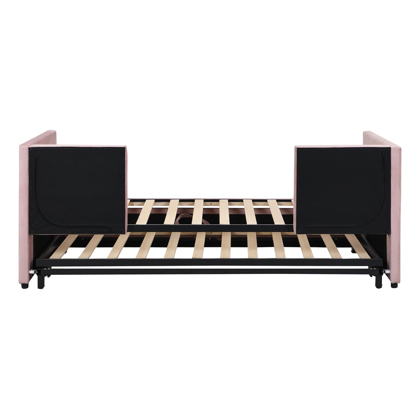 Twin Size Upholstered Daybed With Pop Up Trundle - Pink