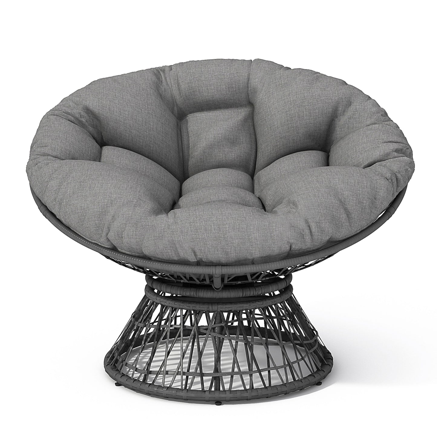 Ergonomic Wicker Chair With Cloud Thick Density Cushion, 3 Proof Cover High Capacity Iron Frame Fluid 360ÔøΩÔøΩÔøΩÔøΩÔøΩÔøΩÔøΩÔøΩÔøΩÔøΩÔøΩÔøΩÔøΩÔøΩÔøΩ Swivel - Gray