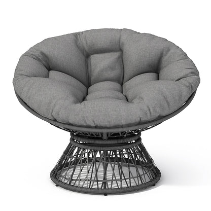 Ergonomic Wicker Chair With Cloud Thick Density Cushion, 3 Proof Cover High Capacity Iron Frame Fluid 360ÔøΩÔøΩÔøΩÔøΩÔøΩÔøΩÔøΩÔøΩÔøΩÔøΩÔøΩÔøΩÔøΩÔøΩÔøΩ Swivel - Gray