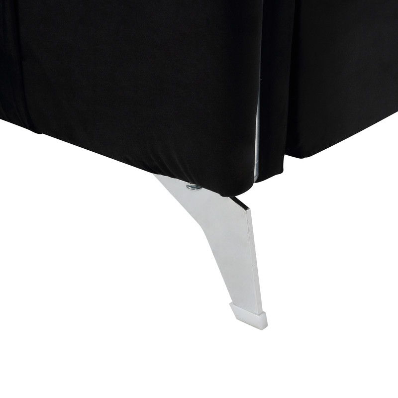 Hathaway - Velvet Modern Chic Loveseat Couch - Black