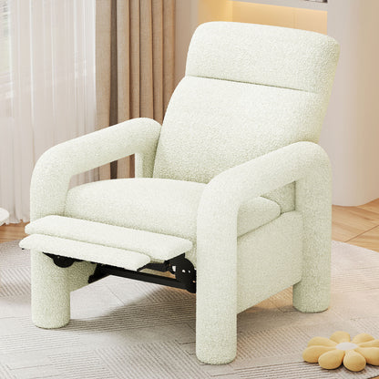 Push Back Recliner Armchair Upholstered Single Sofa With Adjustable Backrest For Living Room - Beige