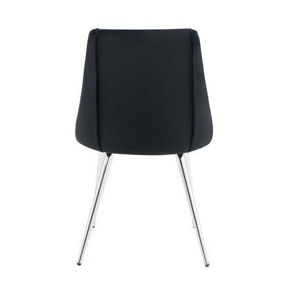 Modern Velvet Dining Chair With Chrome Metal Legs For Home And Office (Set of 4) - Black